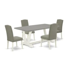 East West Furniture 5-Piece Beautiful Dining Room Set a Great Cement Color...