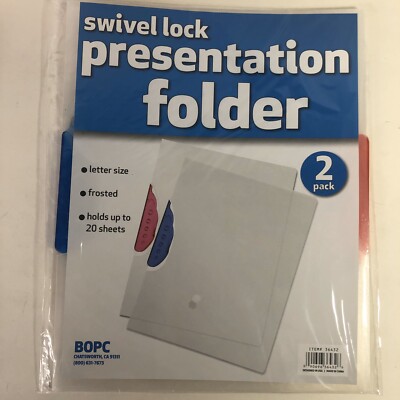 Presentation Folder Swivel Lock 2 Pack Letter Size Frosted Holds up to 25 Sheets