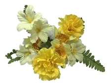 Artificial Silk Bouquet Of Flowers Lilies Carnations Ferns 15” Pick Vintage 