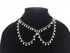 Green Faux Pearl Bead Choker Collar Necklace Victorian Revival Dainty Feminine