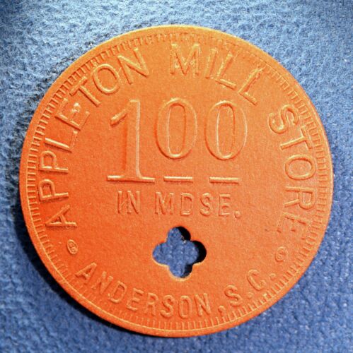 WWII-era South Carolina cotton mill token - Appleton Mill Store, Anderson, S.C. - Picture 1 of 2
