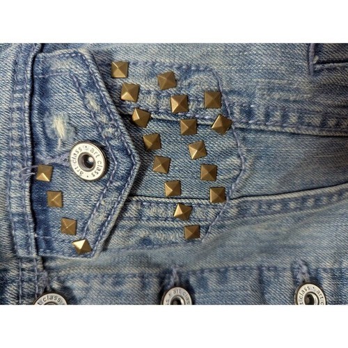 Art Class Girls Denim Vest Studded Guitar Graphic Distressed Sleeveless XS 77 - Picture 5 of 7