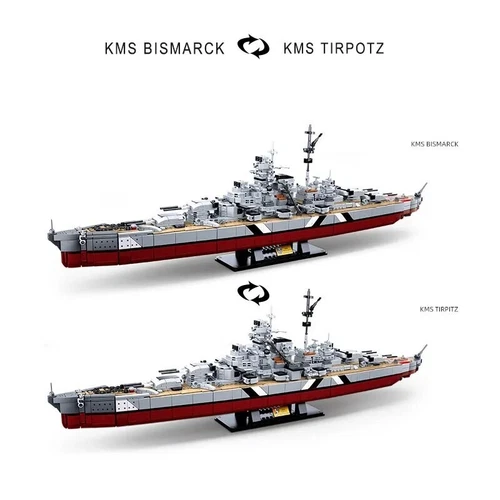 1:350 WW2 Germany Navy Warships Building Blocks KMS Bismarck Battleship Model - Picture 5 of 6