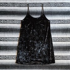 NWT Victoria Secret Sz M/L Crushed Velvet Strappy Dress Nightgown Slip Black