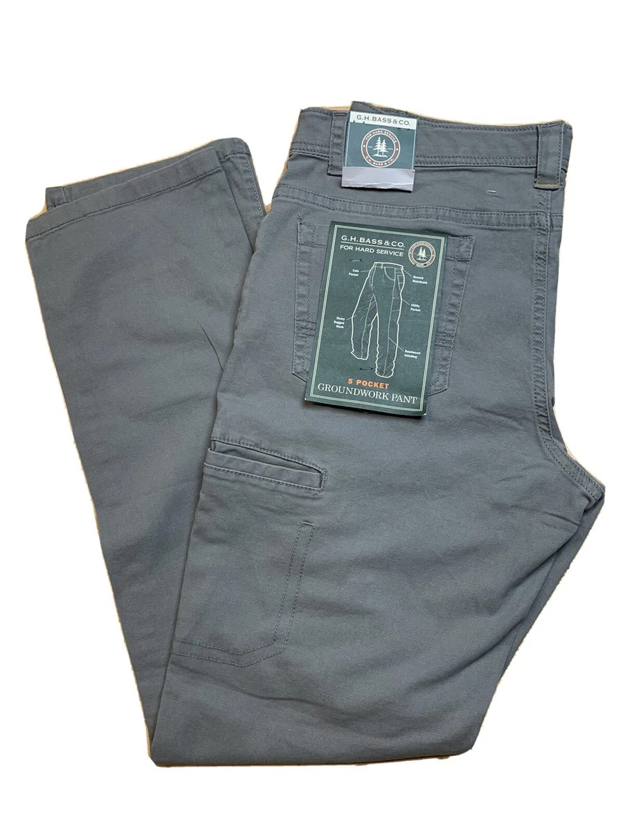 G.H. Bass For Hard Service Groundwork Men's Stretch 5-Pocket Pants 40x29  Grey