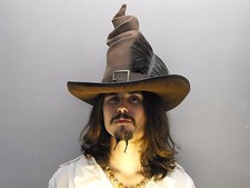 witch brown leather hat pirate feather costume cosplay reenactment wicca