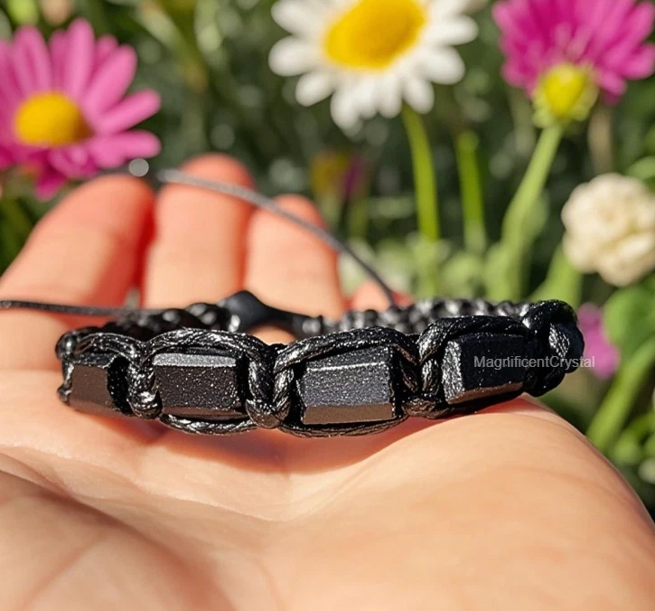 Черный турмалин камень браслет мужчин ювелирных изделий исцеления кристалл драгоценных камней Рейки подарки - Изображение 3 из 4