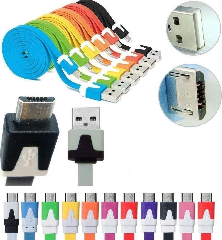 6FT flat noodle MICRO USB Data charger Cable FOR samsung galaxy s4 s6 s7+ LG HTC - Image 2 of 4