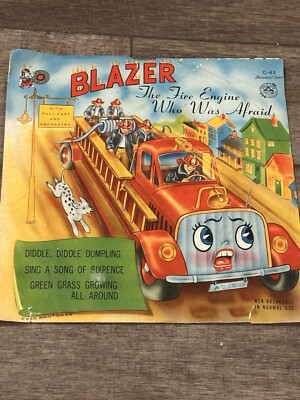 BLAZER The Fire Engine Who Was Afraid 7'' 45rpm Cricket C-43 Blue Label w/PS RARE