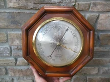 Antique Airguide ? Taylor ? Octagon Wood Cased Jeweled Barometer