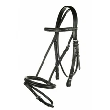 HKM Economic Snaffle Bridle - Black Calf Leather