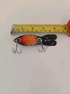 Fishing Lure - Orange & Black - Vintage Wood | eBay