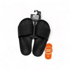 Boys Slide Sandals Size 2/3 Black Easy Slip-On for Casual Comfort