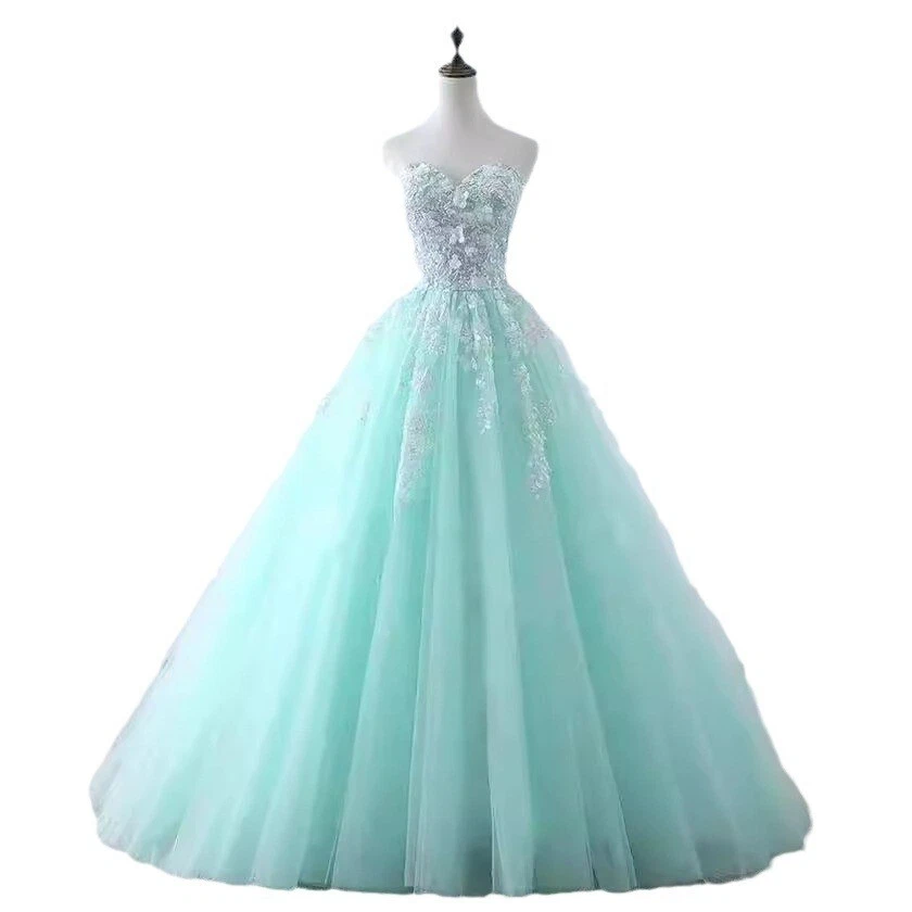 Sweetheart Puffy Tulle Prom Dress | Lace Applique Long Graduation Gown for Teens - Image 3 of 4