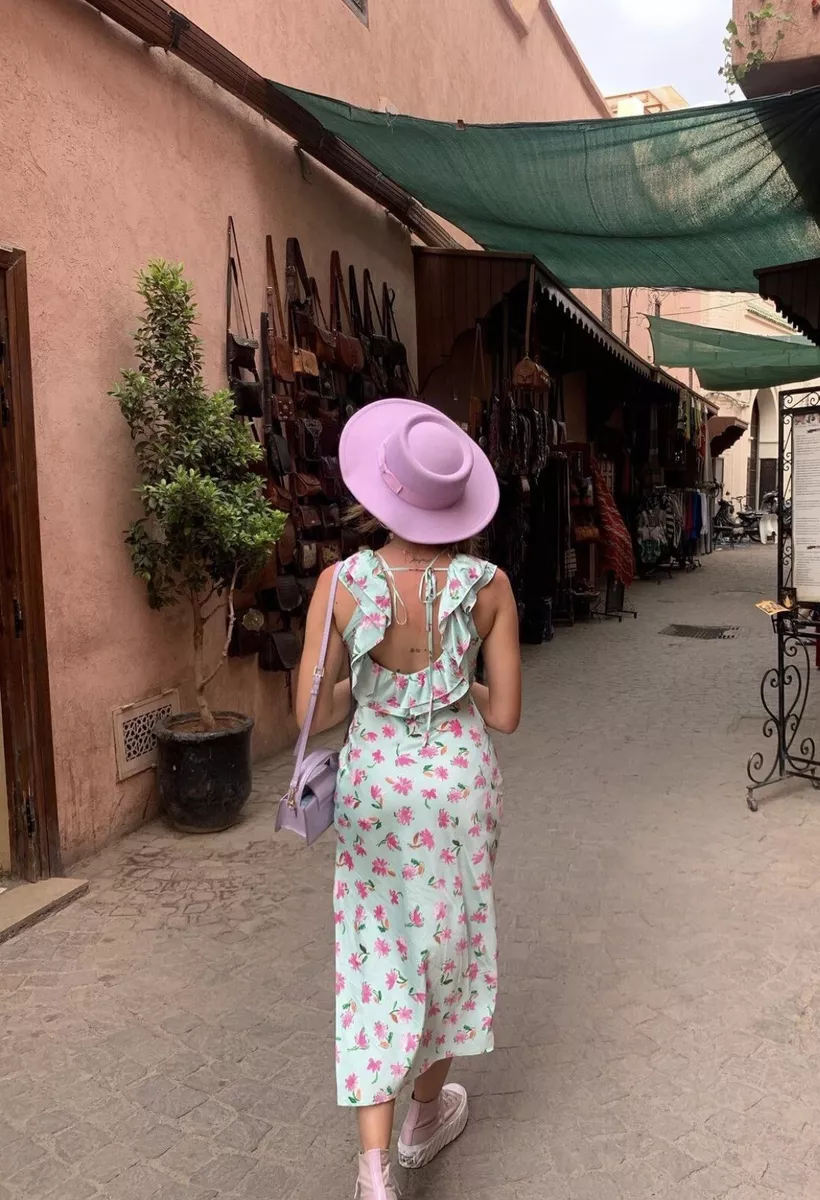 Floral print dress with ruffle clearance zara