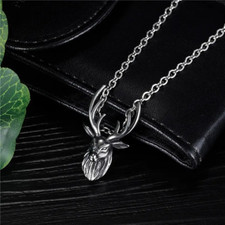 Antlered Deer Head Pendant Necklace - Stag-Inspired Design