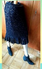 Black Fully Beaded and Sequined Evening Flare Skirt Size Small