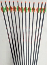 @NEW@ 12-Victory VForce Sport V6 400 Carbon Arrows & Blazer Vanes CUT TO LENGTH!