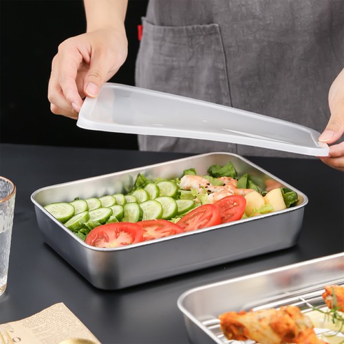 Baking Tray with Frame and Airtight Lid Set Stainless Steel Roasting Tray Silver - Picture 9 of 11