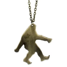 BIGFOOT CHARM NECKLACE 2" Walking Sasquatch Pendant Antique Bronze Finish Metal