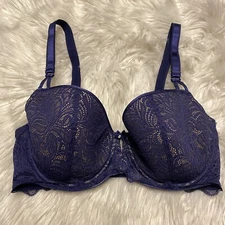 B.tempt’d 34DD Bra Blue Undisclosed Lace T Shirt Underwire Back Closure 953257