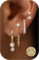 Ohrringe Silber 925 Stecker Hypoallergen Creolen 14K Vergoldet Huggie Damen