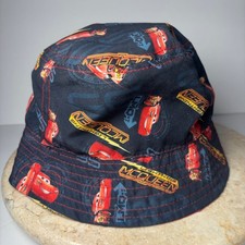 Disney Pixar Cars 3 Bucket Hat Kids Black Red Lightning McQueen 95 All Over