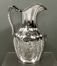 William Forbes Silver Water Pitcher    c1840 OLD MAN OF THE FOREST HANDLE