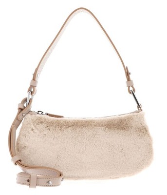 COCCINELLE Merveille Synthetic Fur Mini Bag Schultertasche Natural / Rosette Neu