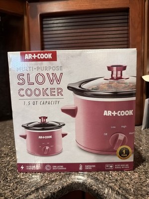 NEW AR+COOK Multi Purpose Slow Cooker 1.5qt Capacity 120Watts (Pink/Purple)