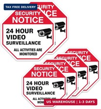 Video Surveillance Sticker 6 Pcs , TWO SIZES, 2 LARGE 3.5" 4 MEDIUM 2.65" -