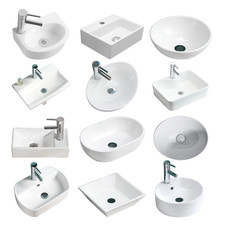 Bathroom Cloakroom Vanity Wash Basin Sink Countertop White Gloss Modern Various