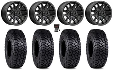 MSA Fang 14" Wheels Black 30" Intersect Tires Kawasaki Mule Pro FXT KRX /