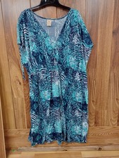 Faded Glory Blue Dress, Midi Elastic High Waist Women's Size 4X (26"W-28"W)