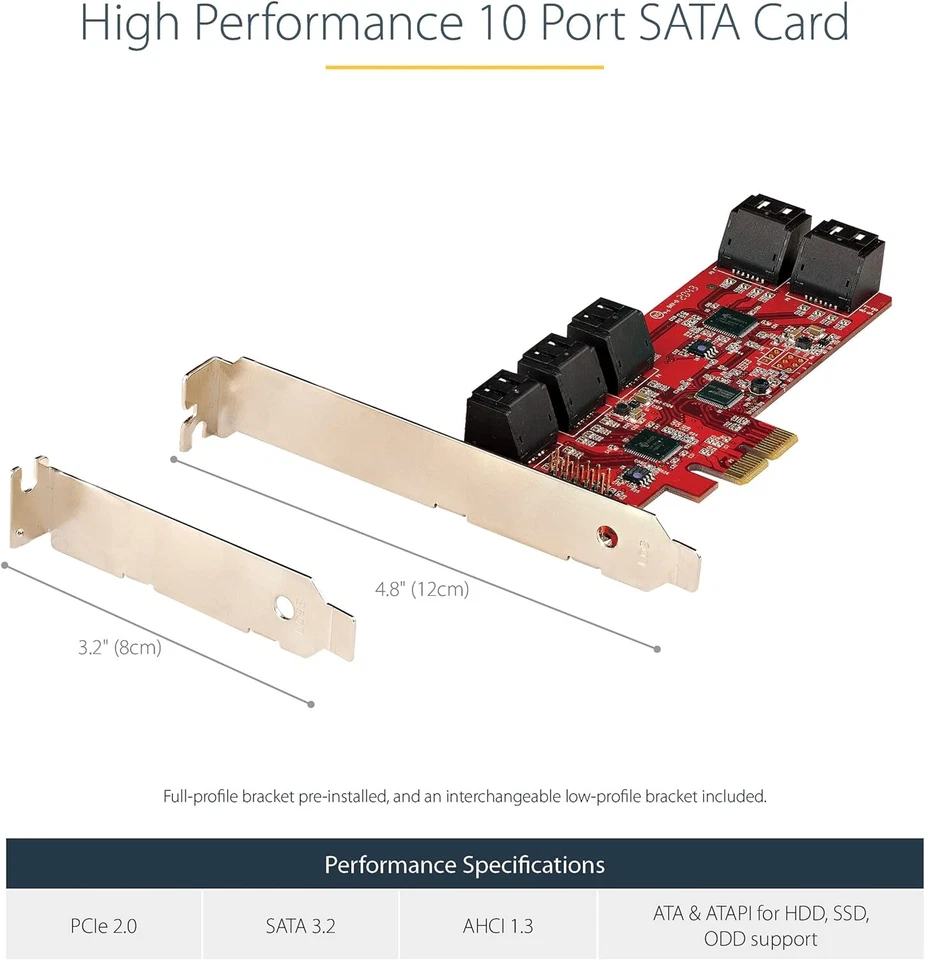 StarTech.com SATA PCIe Card - 10 Port PCIe SATA Expansion Card - 6Gbps - Low/Ful - Image 2 of 4