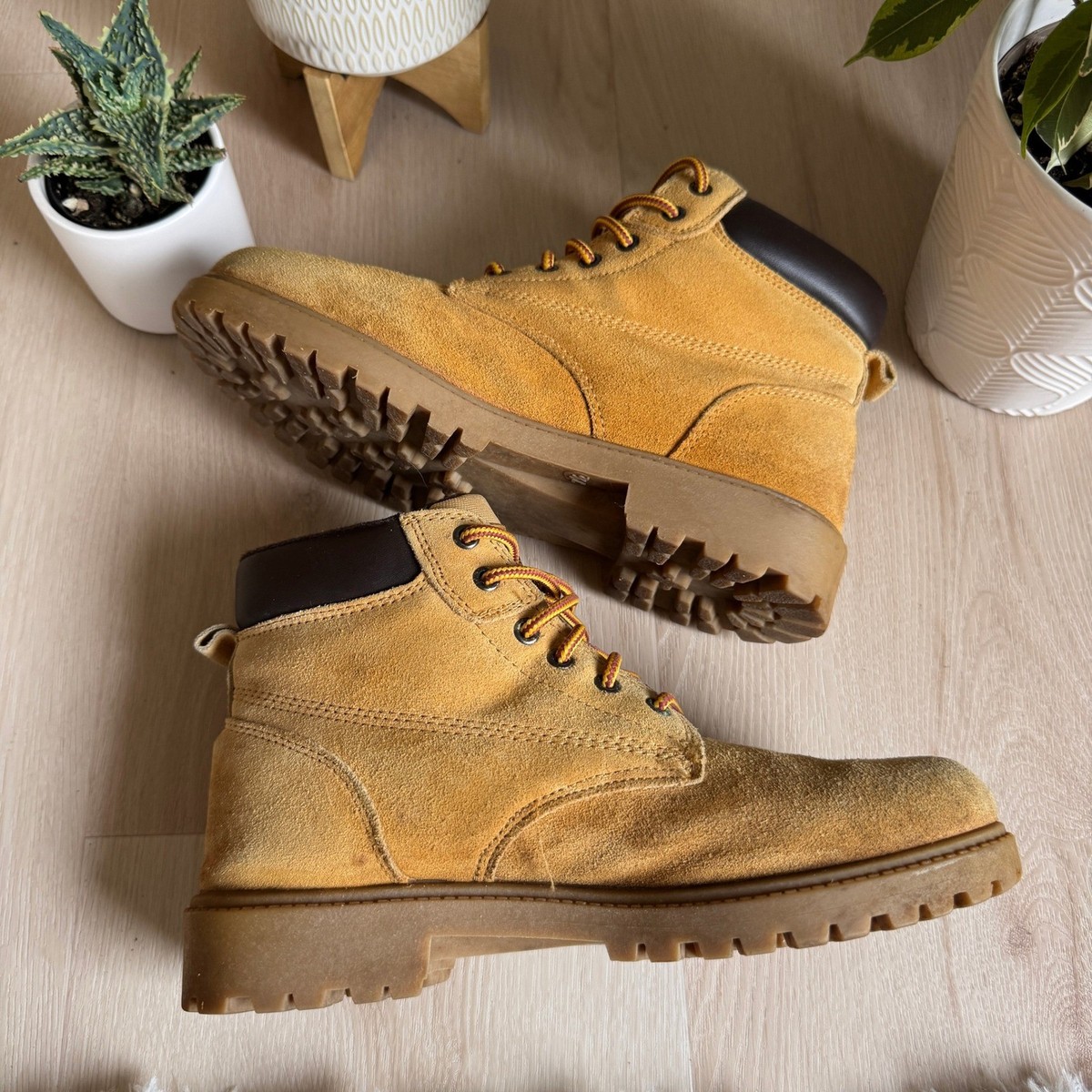 Original Rugged Outback Men’s Tan Suede Lace-Up Work Boots Original Rugged Outback Work Boots Suede Wheat Leather Ankle  main image 3