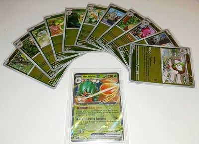 Pokemon Reverse Set POR Type Gras 001 bis 012 CO, UNCO, RARE + Archeduc EX ME03
