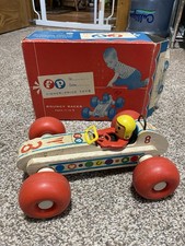 Vintage 1950s/60s Fisher Price Pull Kids Toy Bouncy Racer W/ Original Box