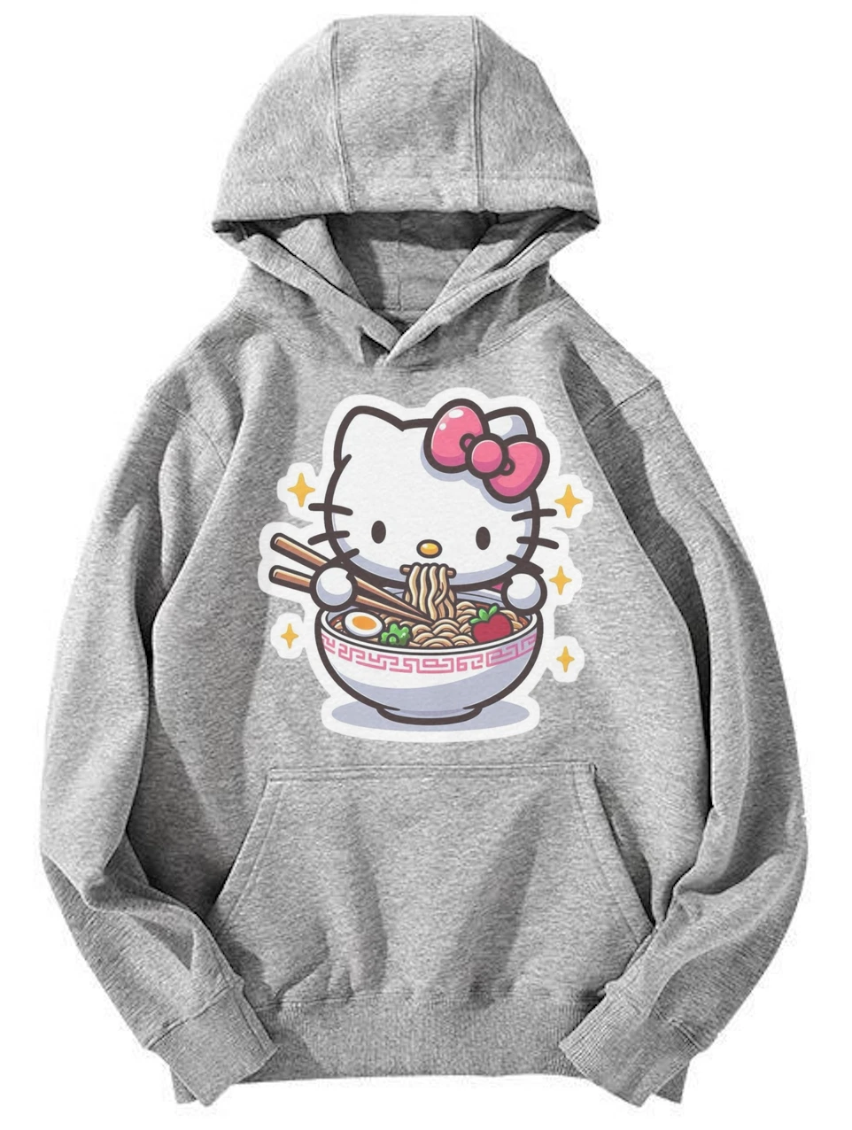 Unisex Hello Kitty Eating Ramen Graphic Hoodie