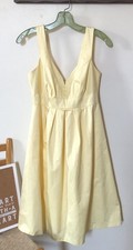Davids Bridal Sz 6 Yellow Sleeveless Fit Flare Knee Dress Sweetheart Pockets