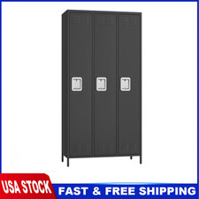 Metal Locker with 3 Doors, Steel Locker Storage Cabinet for Office, Gym Employee