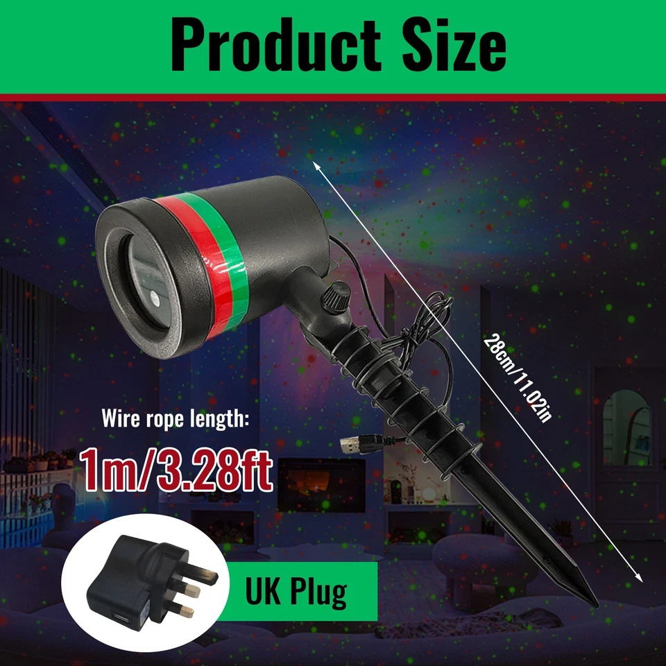 Christmas Moving Laser LED Projector Light Xmas Party Outdoor RGB Landscape Lamp - Image 2 of 4