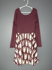 Tea Collection Dress Girls 10 Purple Bunny Print Long Sleeve Skater Cotton Knit