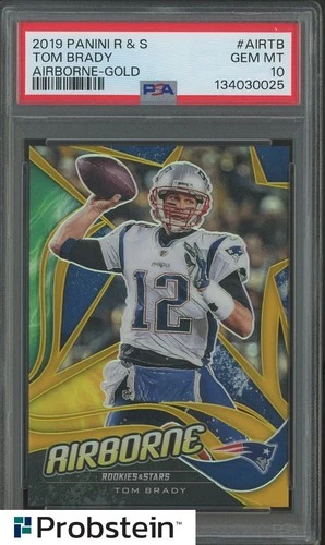2019 Panini R & S Airborne Gold #AIRTB Tom Brady Patriots 4/10 PSA 10 POP 1