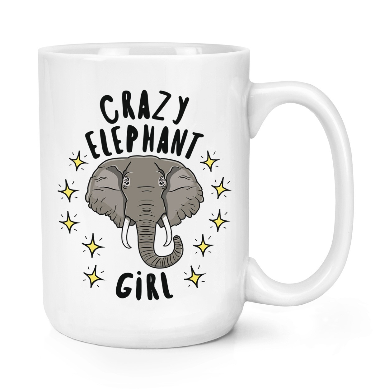 Crazy Elephant Girl Stars 15oz Large Mug Cup Animal Joke Daughter Kids Funny