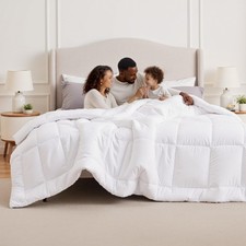 Bedsure Comforter Duvet Insert - Quilted Comforters Oversized King, White