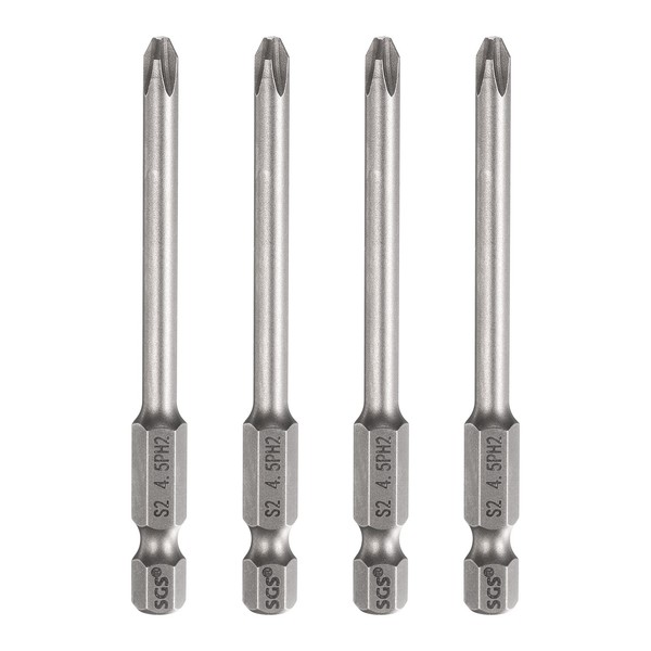 "4 StüCk PH2 Kreuzschlitz-Bits FüR Schraubendreher, 1/4\" Sechskant, 3\" LäNge"-image