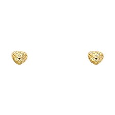 NEW 14K YELLOW GOLD HEART STUD EARRINGS WITH SCREW BACK