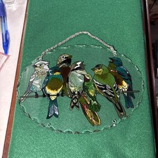 Stained Glass Birds Suncatcher Oval 9  x 6.5  Blue Jay Robin  More