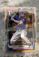 Marcus Semien 2024 Bowman Chrome Sapphire Edition #6 Gold /50 Rangers